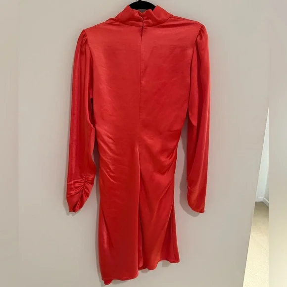 A.L.C. Joss Ruched Satin Dress in Hibiscus - Picture 8 of 10